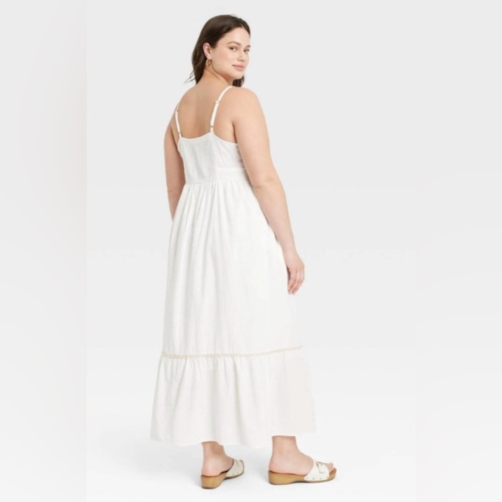 Ava & Vic Ivory Cream Tan embroidered Thin Strap Maxi Dress Size 2X - Picture 2 of 11